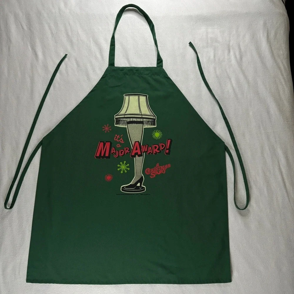 A Christmas Story Apron‎ Unisex OS Green Excellent Leg Lamp Major Award Holiday